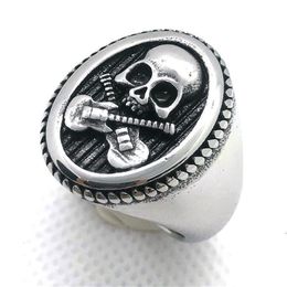 5pcs Size 7-14 Golden Silver Skull Guitar Ring 316L Stainless Steel Man Boy Biker Rock Music Skull Ring3270