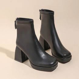 Boots Women's Boots Fashion Chelsea Boots Back Zipper Осенняя женская туфли на высоких каблуках Продажа дизайнера Большого размера 43 ботинки 231213