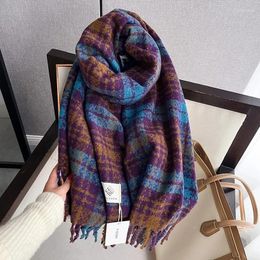 Scarves Thick Cashmere Poncho Scarf Women Plaid Winter Shawl Wraps Blanket Brand Hijab Stoles Bufanda Pashmina Foulard