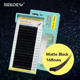 False Eyelashes SEEDEW Matte Black Flat Ellipse Individual Lashes Makeup 16Rows Soft Natural 231213