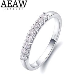 AEAW 14k White Gold 0 25ctw 2mm DF Round Cut Engagement&Wedding Moissanite Lab Grown Diamond Band Ring for Women Y0122247O