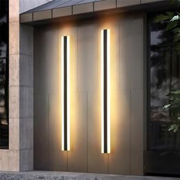 Outdoor Wall Lamps Long Strip LED Lamp Waterproof Linear Light Villa Garden Pillar Porch Corridor Front Door248C