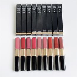 9 colours Makeup lip gloss Le rouge duo ultra tenue 4.5ml+3.5ml Long Lasting High quality Lipstick Free Ship