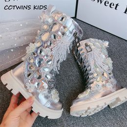 Boots Girls High 2023 Autumn Winter Toddler Kids Princess Fashion Brand Knee Long Children Crystals Pearls Handmade Shoes 231213