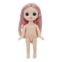 Dolls 3D simulation eye 16cm BJD Doll 13 Movable Joints Normal Skin Makeup Face Multiple Hairstyles Hinge Dolls Toy for Girl 231214