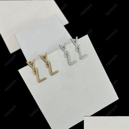 Ear Cuff Fashion Designers Earrings For Women Jewelry Sier Gold Letters Hoop Earring Womens Stud Box Wedding Studs Pendants Drop Deli Ottgc