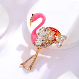 Brooches 2023 Cute Girl Simple Pins Rhinestones Flamingo Alloy Animals Corsage For Women Fashion Jewelry Accessories