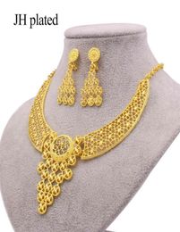 Jewelry Sets Dubai 24k Gold Color Ornament for Women Necklace Earrings African Wedding Bridal Party Luxury Gifts Jewellery Set53589624124