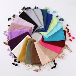 Bandanas Durag 70*175CM Muslim Chiffon Hijab Shawls Scarf Women Solid Color Head Wraps Pearl Chiffon Jewelry Accessories Embellished Scarf 231214