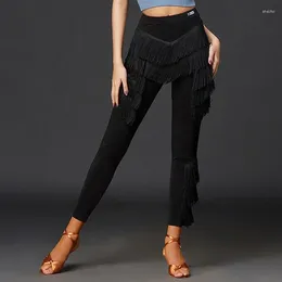 Stage Wear 2023 Women Latin Dance Pants Sexy Tassel Practise Clothes Chacha Ballroom Competition DQS5722