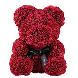 Rose Teddy Bear Multicolor Artificial Flowers Rose Bear Foam Girlfriend Valentines Day Gift Birthday Party Decoration224C
