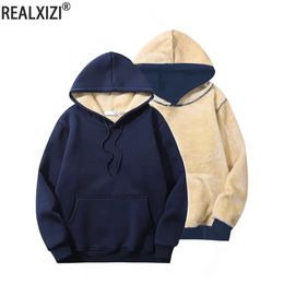 Mens Hoodies Sweatshirts Fleece Men Winter Warm Hoodie Coat Male Thicken Casual Sportswear Clothing 231214