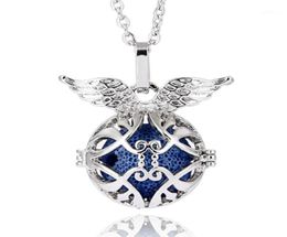 Pendant Necklaces 1PC Stainless Steel Tone Angel Caller Open Locket Essential Oil Diffuser Necklace Aroma With Lava Rock19776163