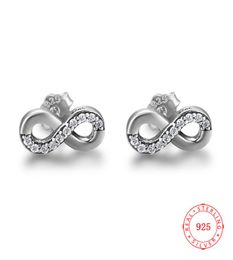 China Good Quality 925 Sterling Silver Stud Earrings Oxidized Endless Infinite Double Circle design lady girls birthday present gi7453909