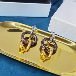 Dangle Earrings The Classic Irregular Double-Ring Combine Metallic Semi-Precious Stones In A Design For Women Party Luxury Jewelry.