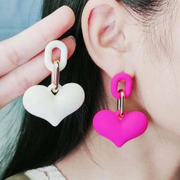 Dangle Earrings Candy Color Love Buckle Chain Ears Fashion Woman Girls Anniversary Gifts