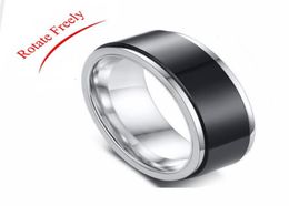 Titanium Steel Spinner Anxiety Ring for Women Men Rotate 8MM Punk Antistress Mens Rings Jewellery Accessories Anillos Hombre9851075