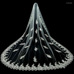 Bridal Veils Stunning Wedding For Bride Lace Sequins 3.5 Metres Long Cathedral Length Tulle Veil With Comb Hair Accessories