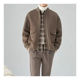 Men's Jackets Autumn /Winter Light Wind Reinforced Woollen Coat Design Sense American Baseball Jacket High Quality Zipper Wool Men