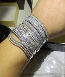 Choucong Super Shinning Luxury Jewellery 7 Style 925 Sterling Silver Full White Topaz CZ Diamond Gemstones Wrist Women Bangle Bracel2053321