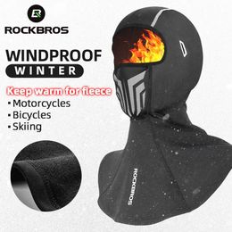 Cycling Caps Masks ROCKBROS Cycling Cap Men Women Motorcycle Balaclava Outdoor Sports Windproof Warm Fleece Full Face Ski Mask For Autumn Winter 231213