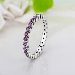 Whole Luxury Jewellery 925 Sterling Silver Single row drilling Ruby CZ Diamond Gemstones Wedding Women Engagement Girl Ring Gift273H