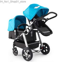 Strollers# Free Twins Baby Stroller Born Black Light Carriage Multifunction Aluminium Alloy Double Prams1 Q231215