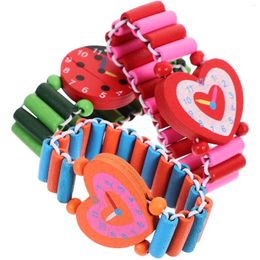 Wristwatches 3 PCS Simulation Watch Kids Watches Cartoon Ristwatches Wood Crafs