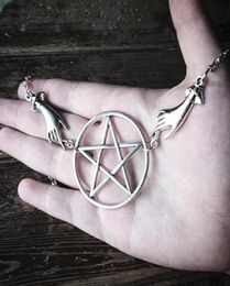 Pendant Necklaces Silver Colour Pentagram Pagan Necklace Alter Lnspired Long Big Gothic Classical Occult Dark Gift Men 2021 Fashion5899069