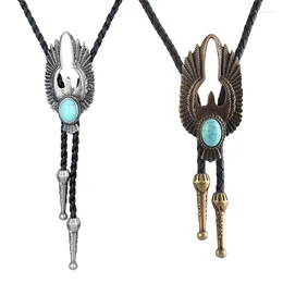 Bow Ties Fashion Eagle&Turquoise Buckle Bolo Tie Man Sweater Necklace Cowboy Necktie