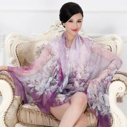 Scarves DANKEYISI 100% Silk Scarf Women Long Silk Scarf Shawl Female Silk Scarves Printed Silk Beach Cover-ups 175*110CM 231213