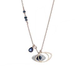 Fashion Demon Eye Necklace Blue Eyes Female Fashion rovski Elements Crystal Clavicle Chain For Girlfriend6173468