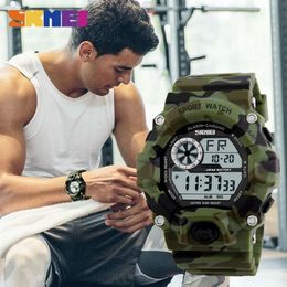 SKMEI Outdoor Sport Uhr Männer Wecker 5Bar Wasserdicht Militär Uhren LED Display THOCK Digital Uhr reloj hombre 1019 20113293k