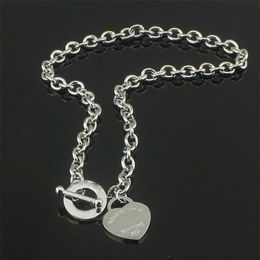 Fine TO 925 Sterling Silver Love Chain Necklace Wedding 925 Jewellery Heart Pendant Necklace Birthday Xmas Gift New Arrive Charm233E