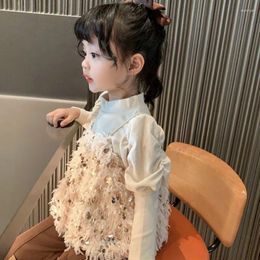 Clothing Sets Girls' Autumn Winter Sequins Long Sleeve T-shirts Children's Fashion Casual Pants Lively Trousers Kids Three Piece Set