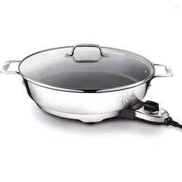 Pans Electrics Stainless Steel And Nonstick Surface Skillet 7 Quart 1800 Watts Temp Control Cookware Pots Oven Broil