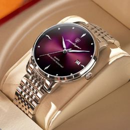 Wristwatches POEDAGAR Top Brand Luxury Men Watch Waterproof Luminous Stainless Steel Watches Sport Quartz Clock Mens Date Business Wristwatch 231214