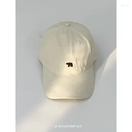 Ball Caps Soft Top Retro Polar Bear Embroidered Baseball Cap For Women Spring And Summer Wide Brim Peaked Men's Fashion