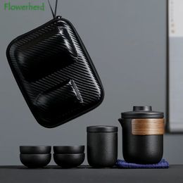 Tea Cups Portable Travel Kung Fu Set Teaware with Outdoor Bag Teapot Teacup Antiscalding Quickpasser Cup One and Four 231214