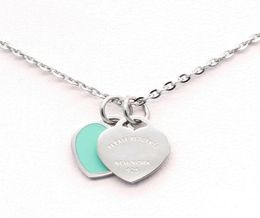 Luxury Original Blue Classic Love Necklace Double Hearts Pendant Necklaces Women039s Fashion Designer Jewelry3344950