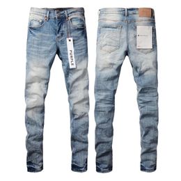 Herren Jeans Luxusmarke Purpur Mann Schwarz High Street Farbe Graffiti Muster beschädigt zerrissene Skinnhose Denimhose A2
