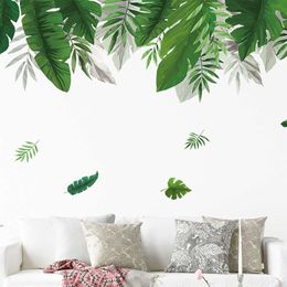 150x70cm Tropical Leaves Palm leaves Green Plants Wall Stickers for Living Room Bedroom Home Decorative Stickers Home Decor pvc