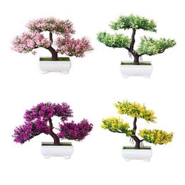 Artificial Plants Potted Bonsai Green Small Tree Fake Flowers Ornaments For Home Garden Decor Party El Decorative & Wreaths3189
