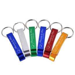 Personalized Engraved Bottle Opener Key Chain Wedding Favors Brewery el Restaurant 8 Colors Customized 50 pcs189J
