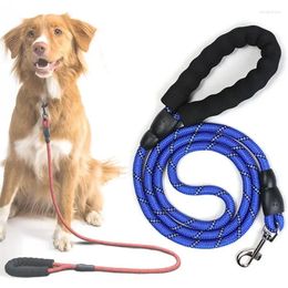 Dog Collars Leash Reflective Dogs Pull Resistant Leashes For Large Walking Ropes Comfortable Handle Chain Pet Accessoires