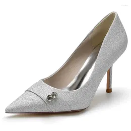 Dress Shoes Spring And Summer Pointed Shallow Mouth Sequins Water Diamond Single Thin High Heels Banquet Large Women's