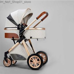 Strollers# Cotton material car seat strollers foldable portable baby stroller 3 in 1 multifunctional newborn carriage black drak blue alloy secure Q231214