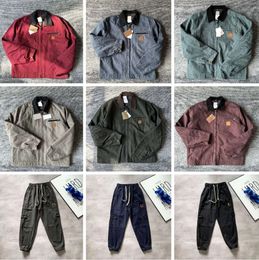 designer mens jackets vintage washed canvas jacket carhart Pullover coat Lapel Neck Woollen clothes carharttlys outwear padded coats Hip Hop long pants 9612ess