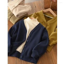 Jackets Children Fleece Cardigan Coat Autumn Winter Warm Casual V-neck Boys Outerwear Jacket