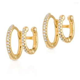 Hoop Earrings Fine 925 Sterling Silver Fashion Jewelry Micro Pave 5A CZ Double Piercing Looked Mini Small Huggie Earring